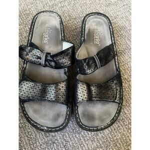 Alegria black pewter double strap sandal womens 41 10.5